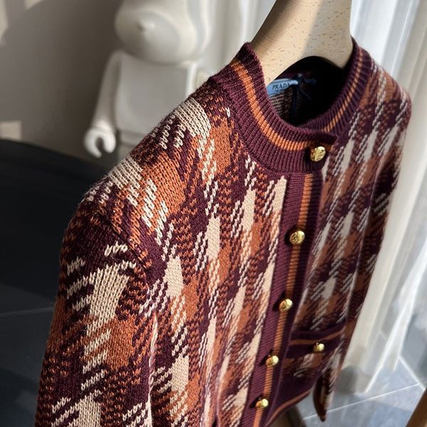 プラダ  偽物 Checked wool cardigan チェック カーディガン pus15061